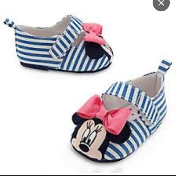 Disney Minnie Mouse Mary Janes Infant Shoes Sz 18-24M Blue Stripes, velcro - Picture 1 of 6